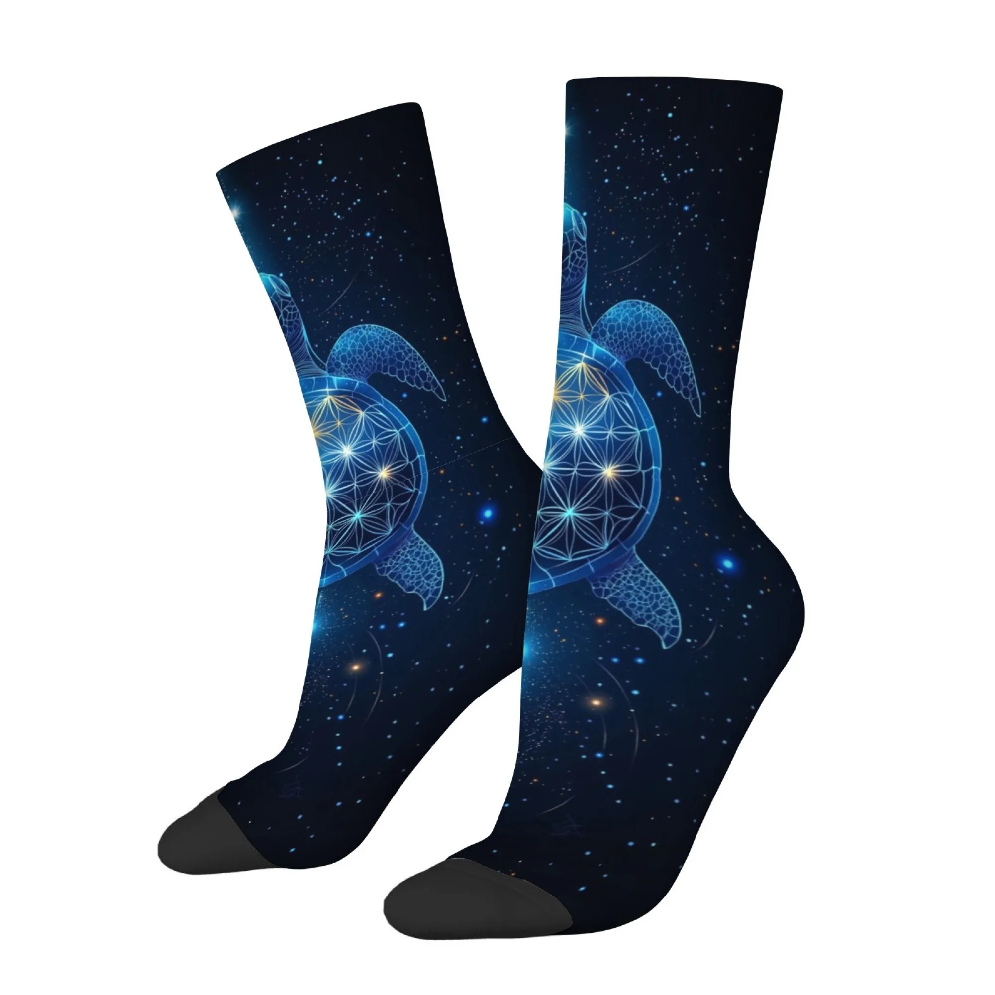 Cosmic Starry Sky Turtle Men's Socks Comfortable Breathable Outdoor Casual Sports Socks Novelty Funny Happy Hip-Hop Socks Gift