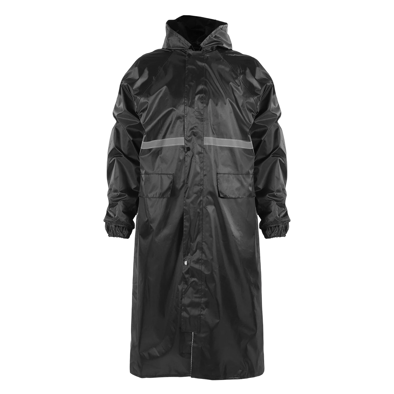 

Raincoat Long Outdoor Rainwear with High Density Oxford Fabric Windproof Reflective Long Raincoat with Double Pockets Lightweigh