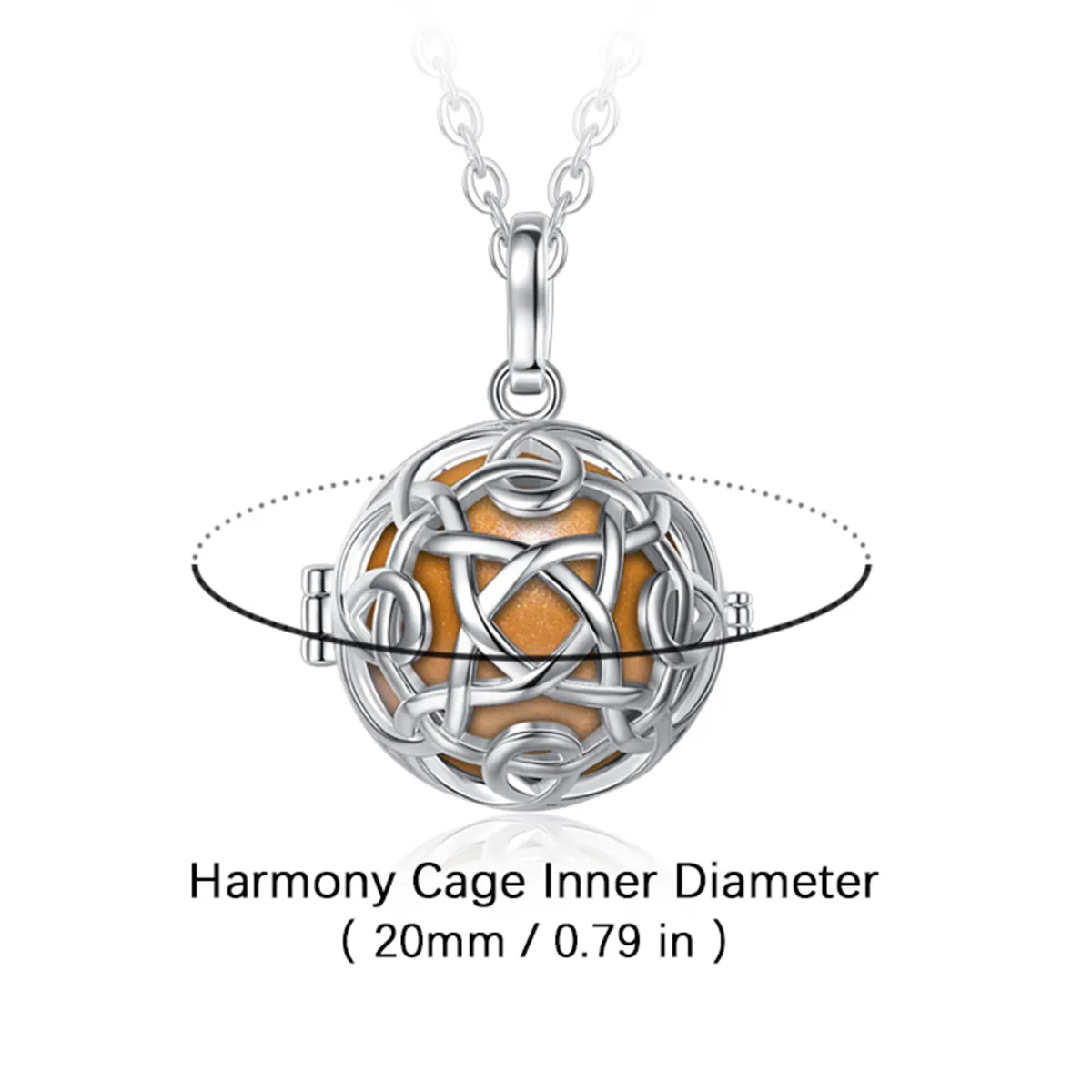 Eudora Harmony Ball 20mm Celtic Knot Cage Necklace Pregnancy Chime Angel Caller Pendant Simple Jewelry Women's Party Gift