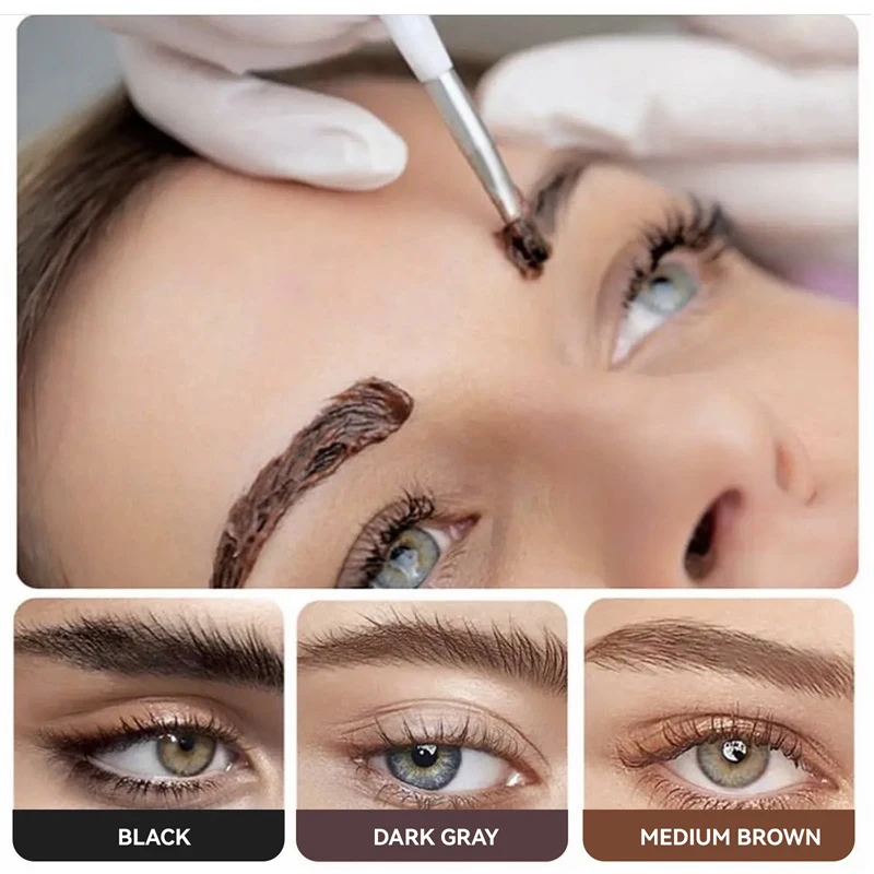 Black 3 Days Lasting Peel-off Dye Eyebrow Gel Waterproof Semi-Permanent Brow Tattoo Tint Sweatproof Peel Off Dye Eyebrow Cream