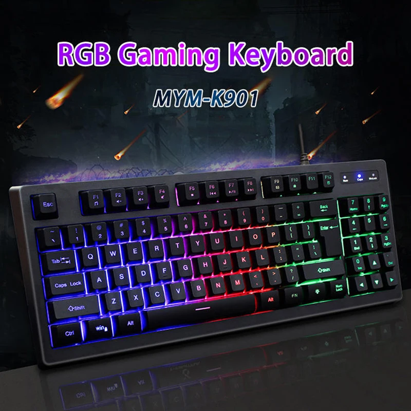 Imagem -02 - Teclado Prendido Preto do Jogo do Computador 89 Chaves Rgb Linha 1.8m Impermeável Gamer