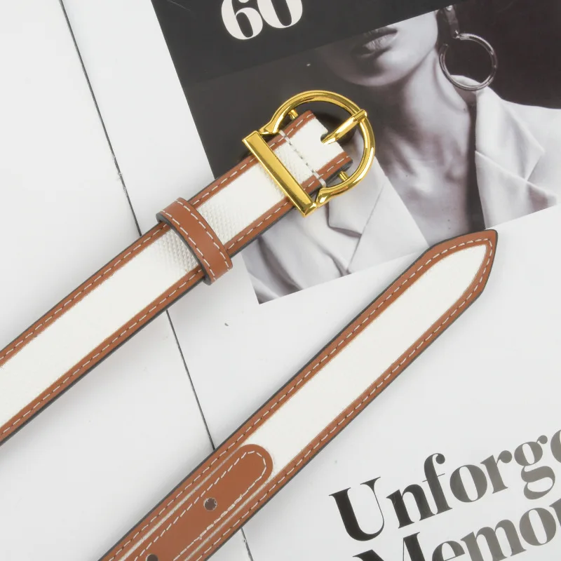 Elegant Two-Tone Belt with Gold Buckle - Premium Quality, Adjustable for Perfect Fit