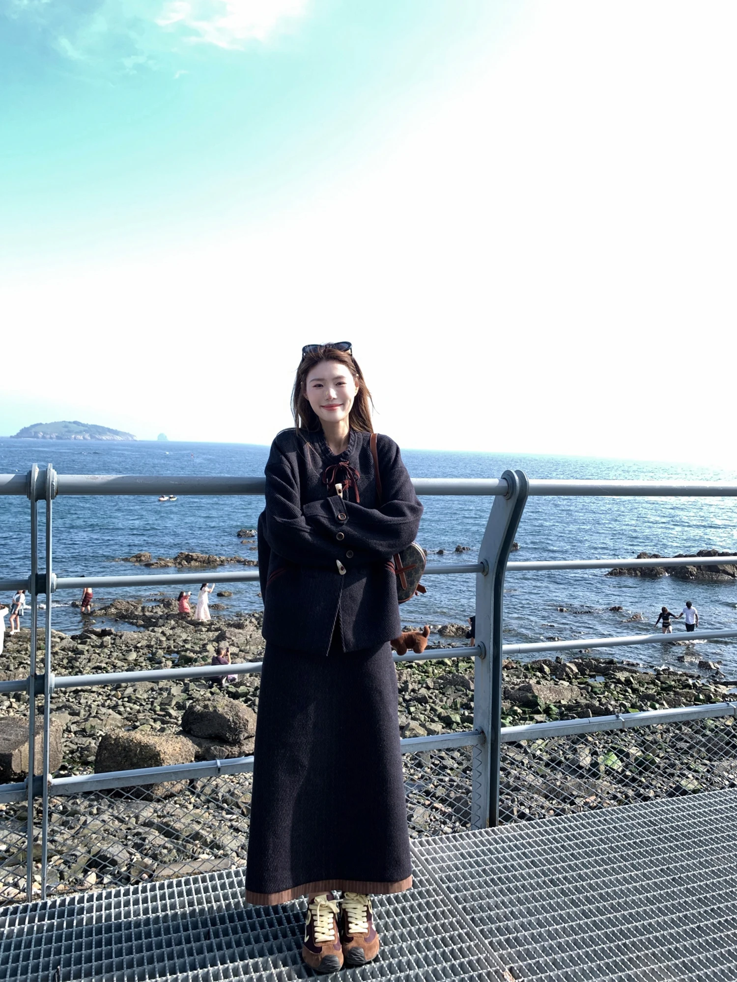 

Художественный студенческий модный осенне-зимний шерстяной костюм, женский дизайн на пуговицах, цветные длинные брюки, свободная посадка, повседневная рабочая одежда