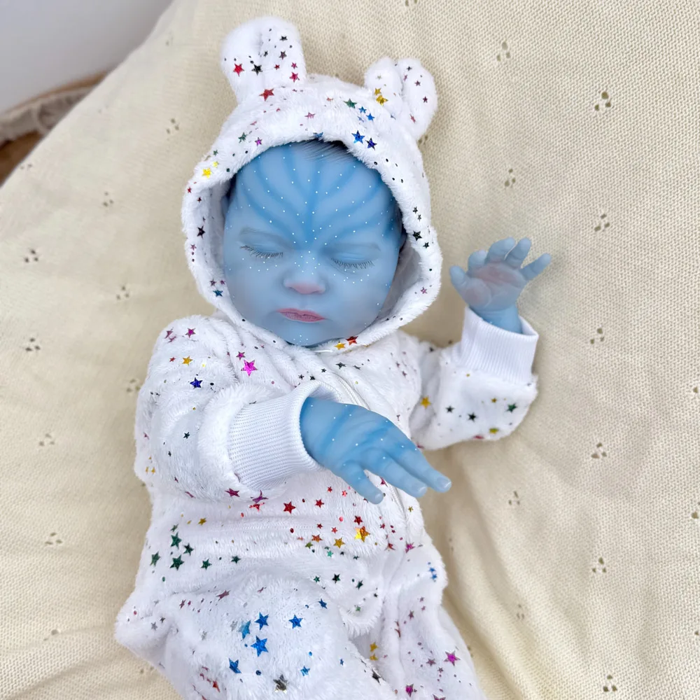 

BZDOLL 50CM 20IN Style Reborn Cloth Body Baby Doll, Blue Skin Handmade Lifelike Asleep Newborn, Fashion Toy, Ideal Birthday Gift