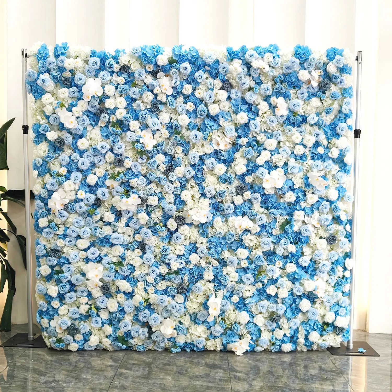 

Blue flower wall background wall artificial simulation flower fake flower wall, wedding decoration hotel set decoration props