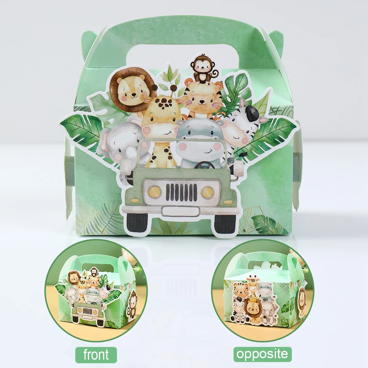 DIY Jungle Safari Party Candy Box Dessert Desk Birthday Party Decoration Kids Gift Packaging Box Wild One Baby Shower Supplies