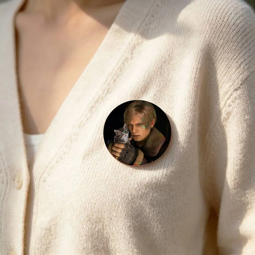 Leon Kennedy Badge Pins For Friend, Backpack, Clothing, Collectible Accessories, Jewelry Gift