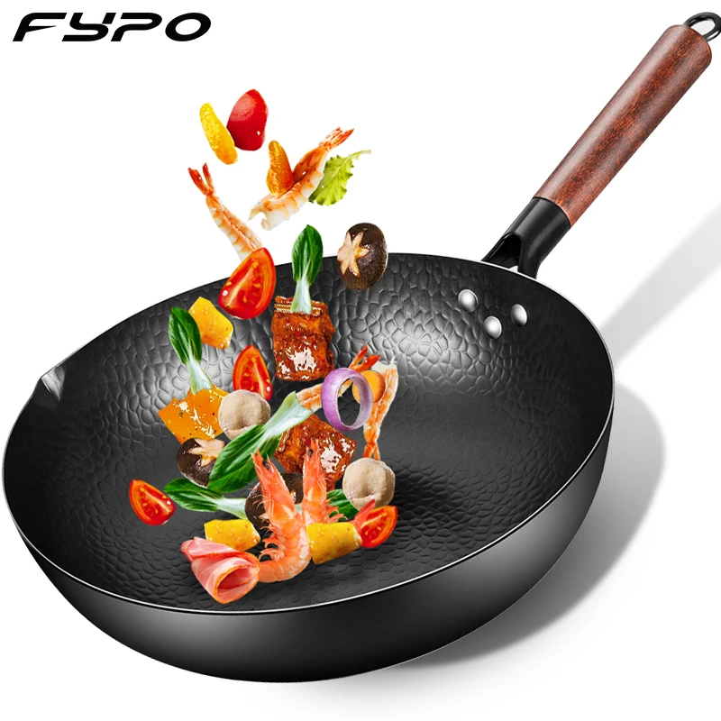 

Iron Non-Coating Pot cast iron pan General use for Gas and Induction Cooker Chinese Wok Cookware Pan Kitchen Tools