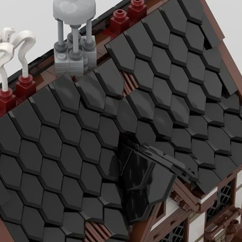 1548 stks MOC Middeleeuwse Markt Huis 2 Kasteel Modelbouw Kerstcadeaus Blokken Architectuur DIY Onderwijs Baksteen Speelgoed Kinderen