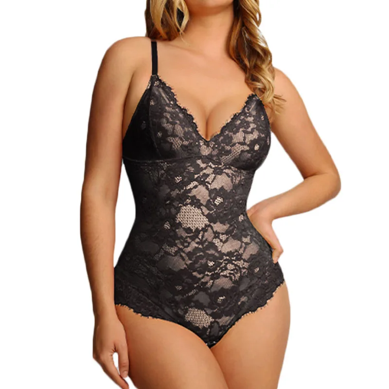 

MrifDila Lace Shaper Cami Outfit Кружевное корректирующее белье с v-образным вырезом Корректирующее белье Кружевное боди Двухслойный сетчатый дышащий контрольный костюм