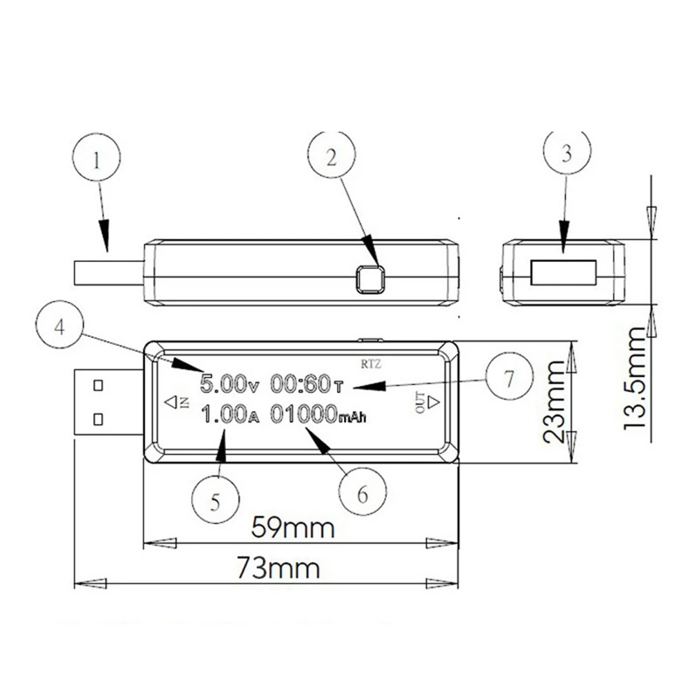 Usb Lader Tester Arts Spanning Stroom Meter Voltmeter Ampèremeter Batterij Capaciteit Tester Mobiele Vermogens Detector