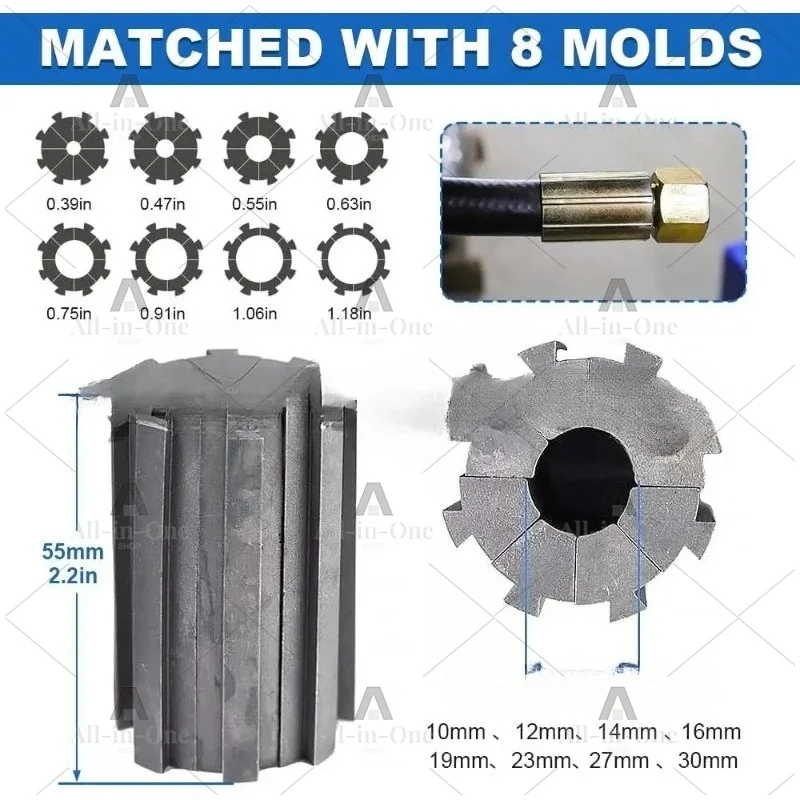 Suitable for Portable Crimper with 8 Die Sets Manual Hydraulic Crimper Hose Crimping Tool
