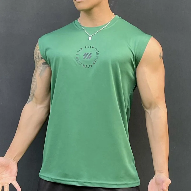 2024 New summertime Men\'s vest casual sports T-shirt Fitness training Tank top Gym t-shirt man quick-dry Men\'s clothing Top