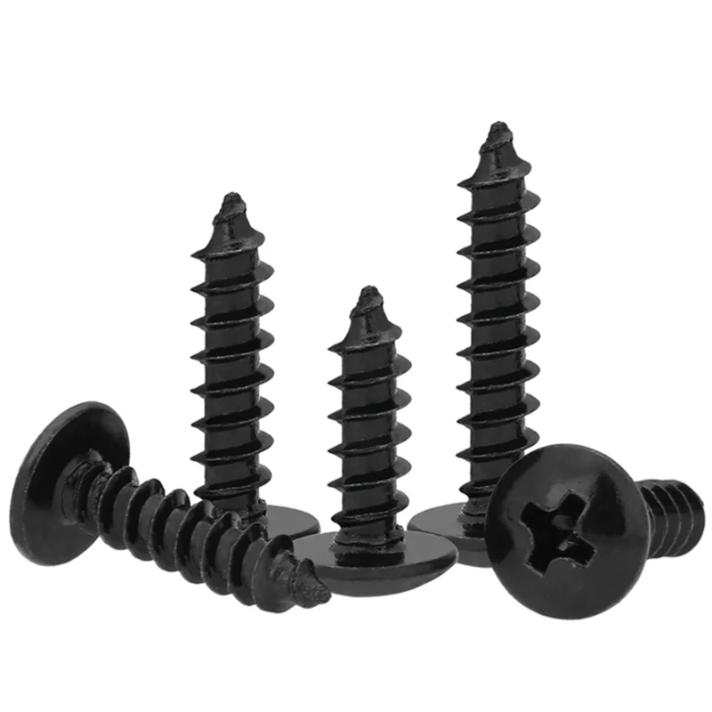 Tornillos autorroscantes Phillips, cabeza de armazón de acero negro, M5, M2.6, M3, M4, M6, 20/ 50/ 100 piezas