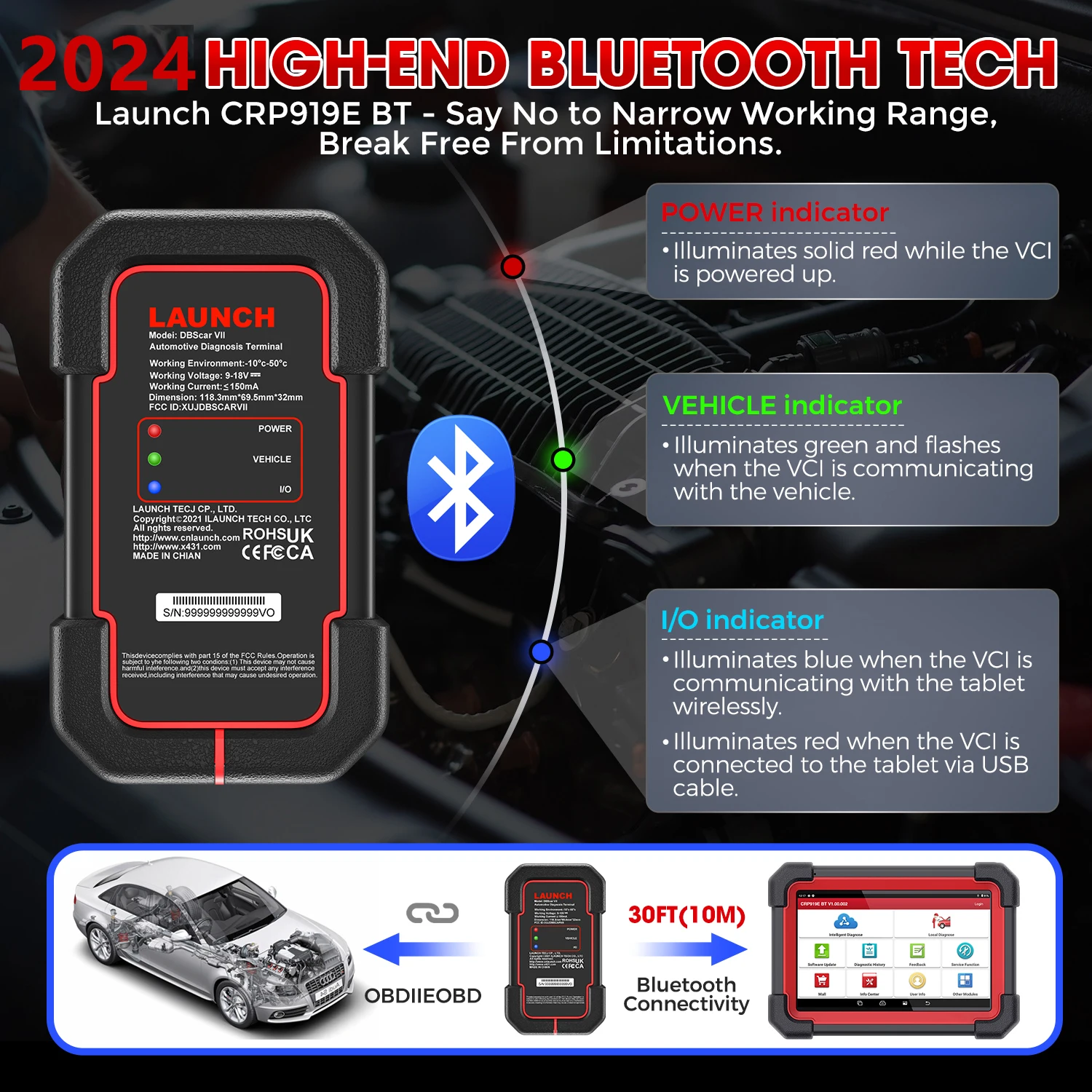 LAUNCH X431 CRP919E CRP919E BT Car Diagnostic Tools OBD OBD2 Scanner Dbscar VII 7 Auto Scan 31+ Resets CAN FD Doip ECU Coding