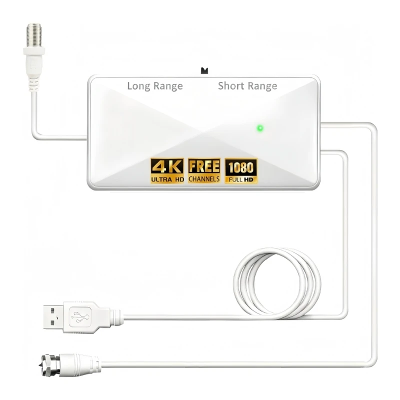 

U55B USB Cable Reception Helper with Coax Link for Indoor Home Viewing, ABS Housing for Living Room and Rental Home Use Every