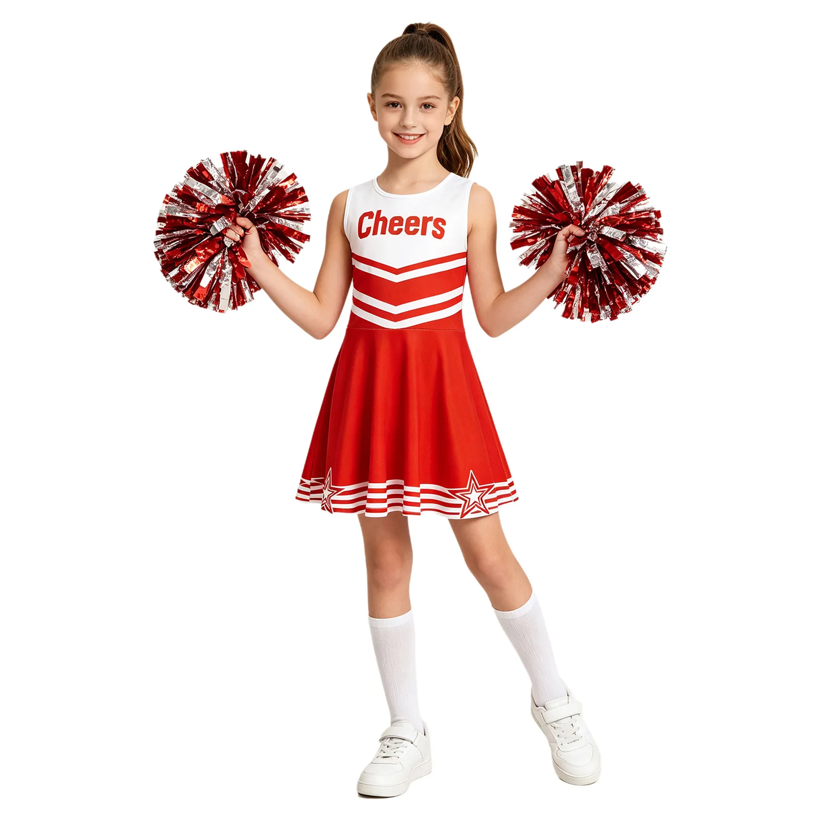 Mädchen Cheerleader-Kostüm Cheerleader-Kleid Rollschuh-Party-Tanzoutfit Schul-Cheerteam-Wettbewerbs-Tanzkleidung – Detail 9