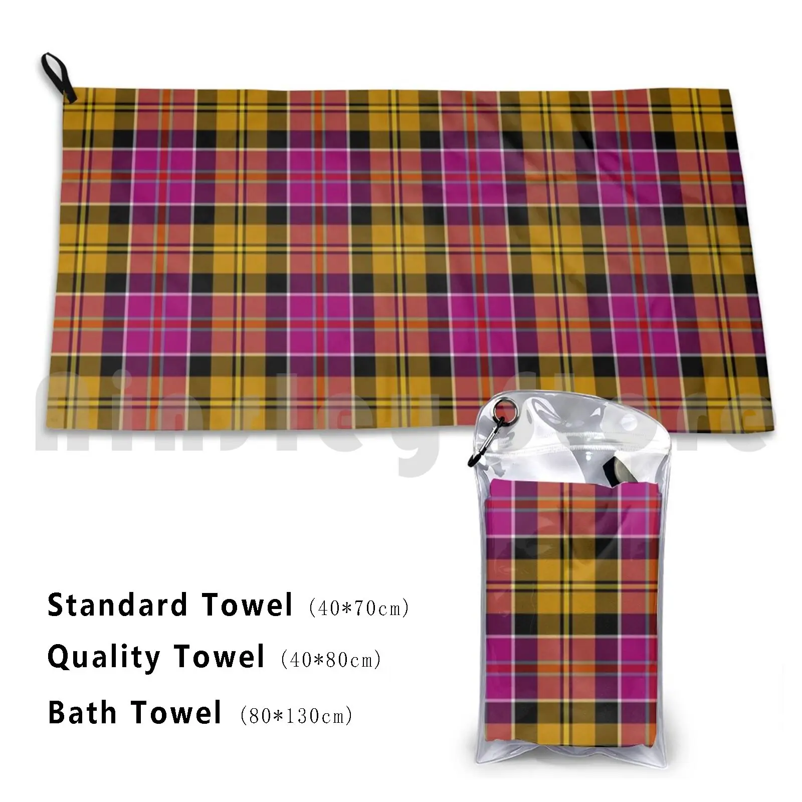 Culloden Scotland District Tartan Gold And Fuchsia Plaid Custom Towel Bath Towel Tartan Purple Gold Black