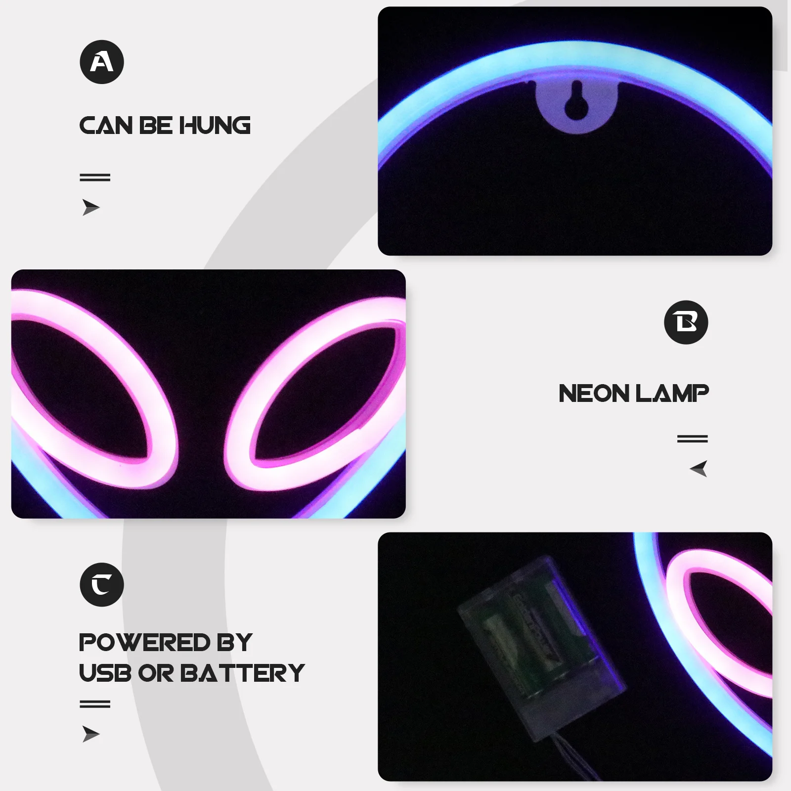 

1Pcs Unique Shaped Alien LED Light Wall Hanging Decoration for Home Bar Restaurant Neon Light Beautiful Neon Lamp