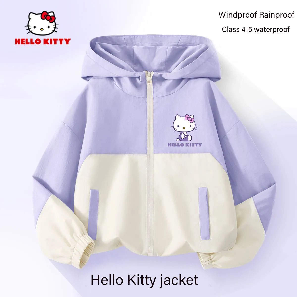 

Женская водонепроницаемая куртка с рисунком Hello Kitty Sanrio2024, ветрозащитное пальто для путешествий и пикника, одежда для верховой езды, новинка для весны и осени, 4-5