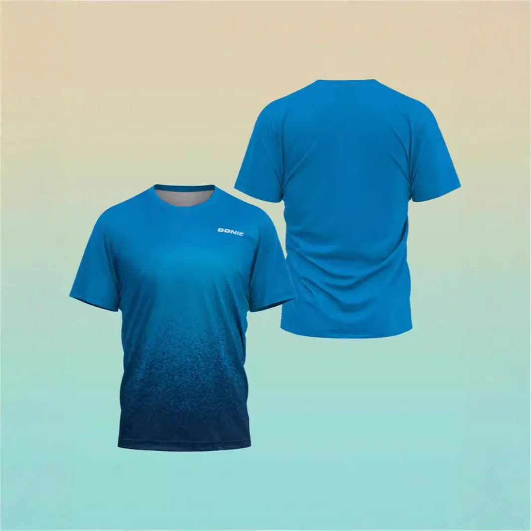 

Men's quick drying gradient blue T-shirt, comfortable and fashionable, suitable for sports and casual wear