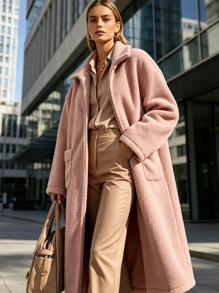 Women's Long Plush Coat Simple and Fluffy Coat With Pockets, Warm and Soft Coat Casual Street Style Winter Outerwear