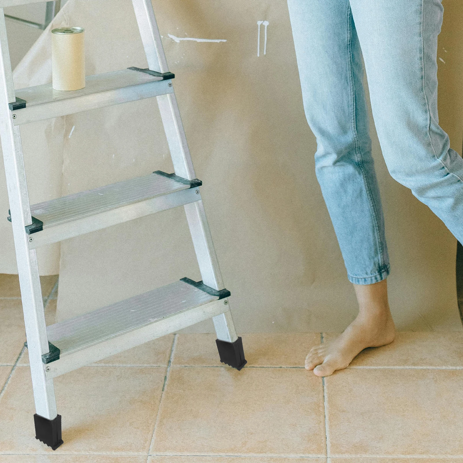 

4pcs Ladder Foot Covers Thick Wear Resistant PVC Anti Slip Stabilizer Caps Floor Protection Home Engineering Use