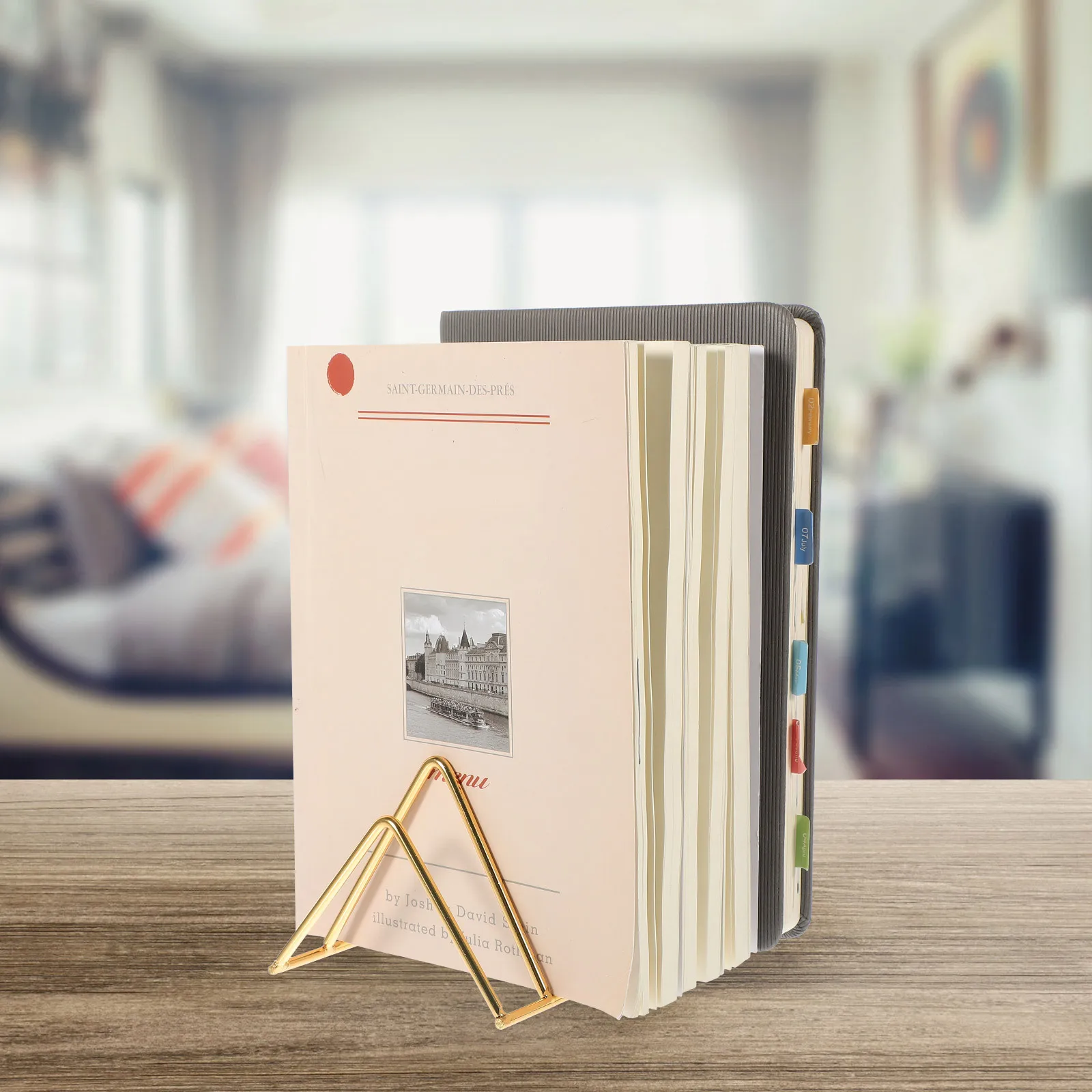 

1pc File Organizer Rack Lightweight Metal Book Stand For Home Office Storage Files Books Magazines Cds Decorative Bookends