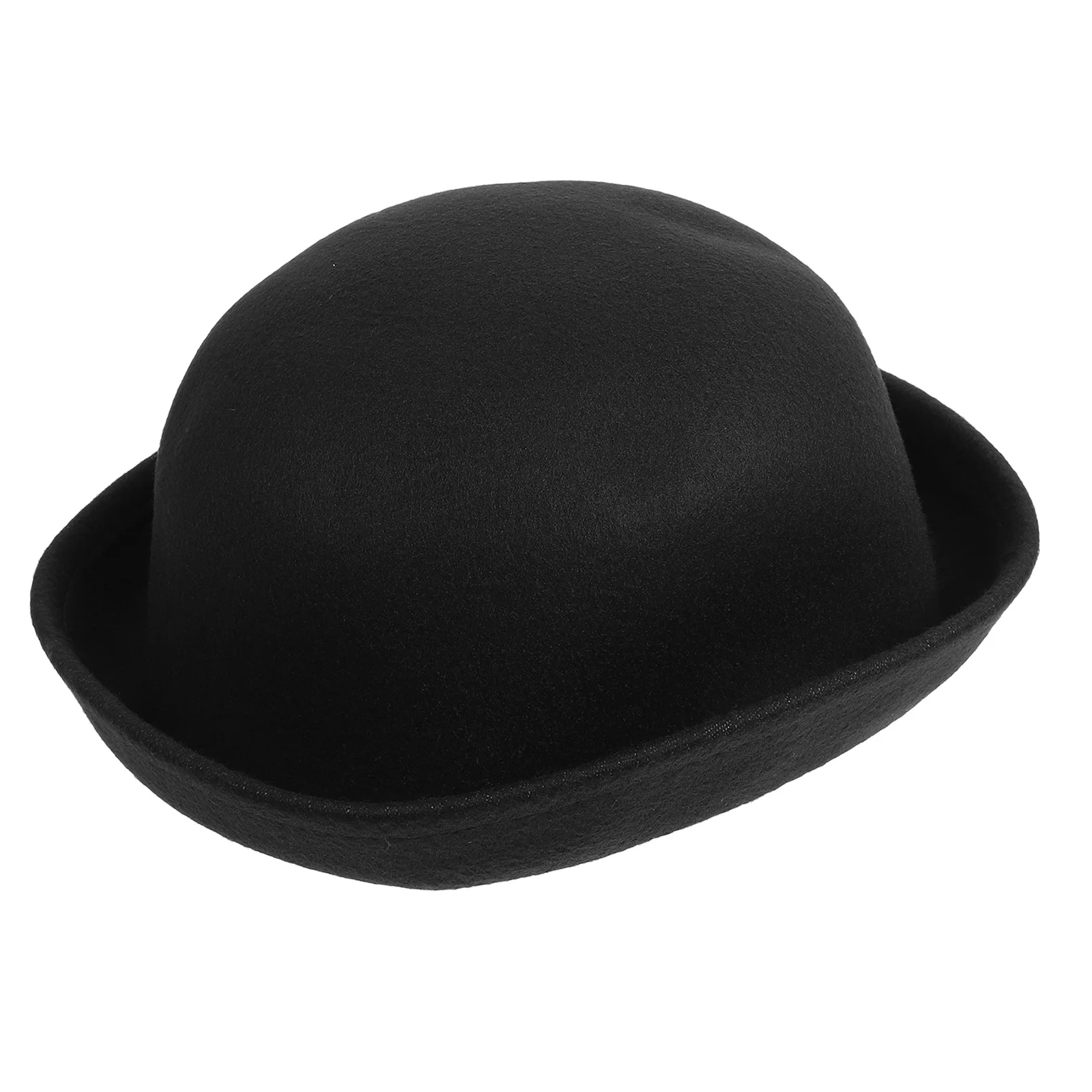 Chapeau dôme en laine noir pour femmes, mode doux et respirant, bord enroulable, chapeau melon d'hiver et d'automne, chapeaux de fête