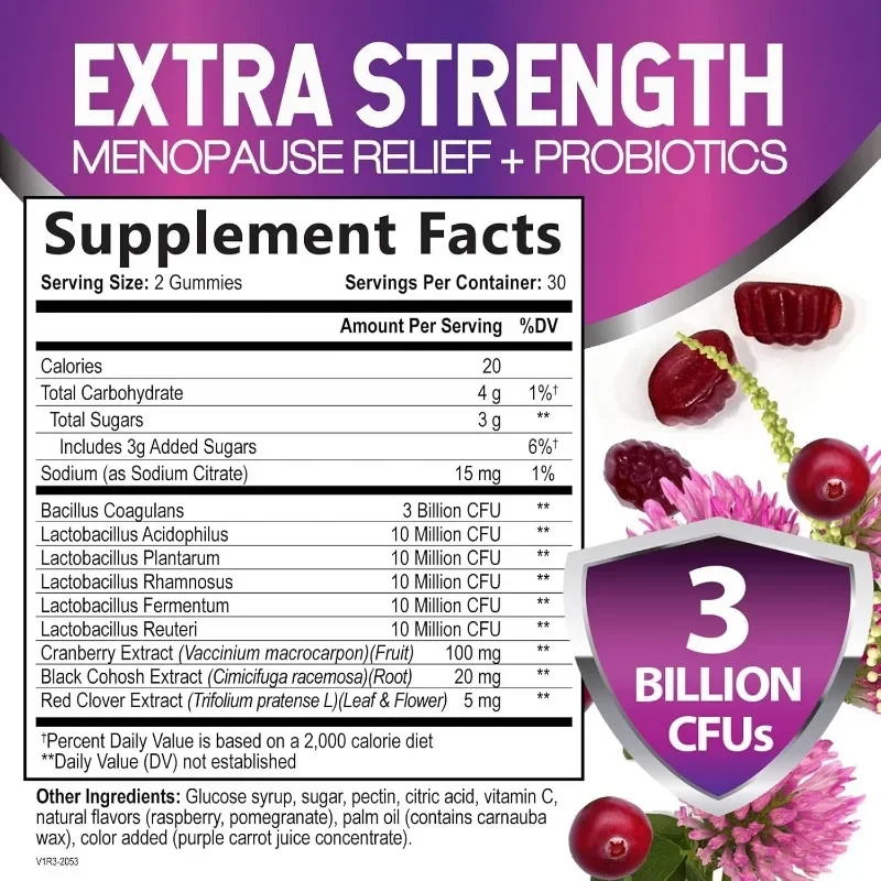 Women's Menopausal Probiotic Gummies Containing Cranberries Can Relieve Nighttime Sweating and Provide Immune Support