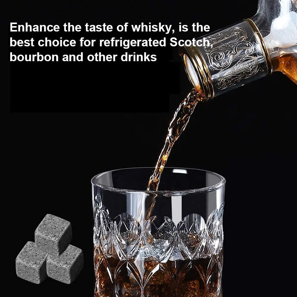 9Pcs Whiskey Stones Gift Set Granite Chilling Stones Whiskey Rocks Reusable Ice Cubes Best Gift Whiskey Stones Whisky Rocks