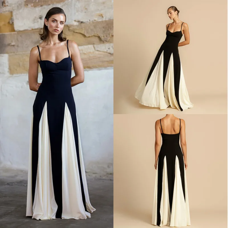 

Temperament Colored Sleeveless Slim Women Dress Summer High Waist Open Back Wrapped Chest Suspended Dress Fashion Evening Dress