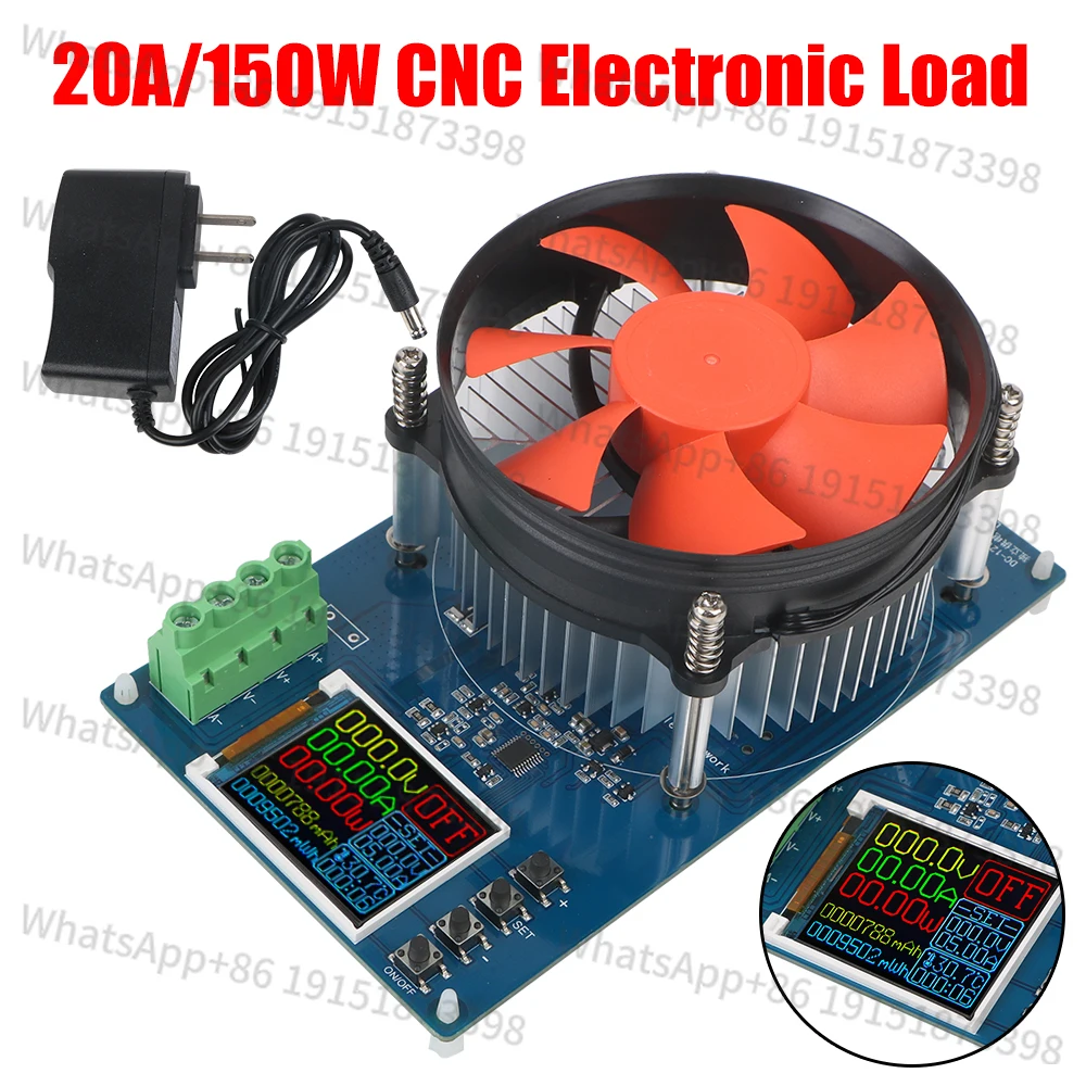 

150W 20A DC Electronic Load 4-wire Lithium Battery Tester Adjustable Testing Module Battery Tools Monitor Discharger US Plug