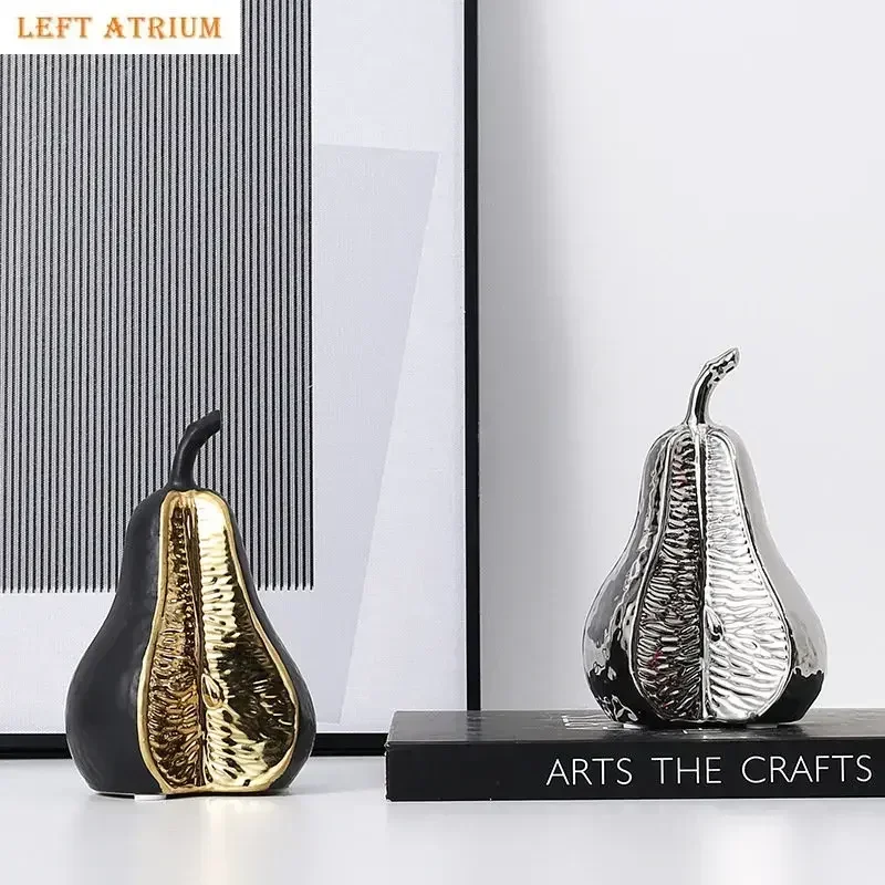 

Minimalism Pear/apple Sculpture Ceramic Fruits Artwork Ornaments Desk Decoration Abstract Crafts Statue Modern Home Decor