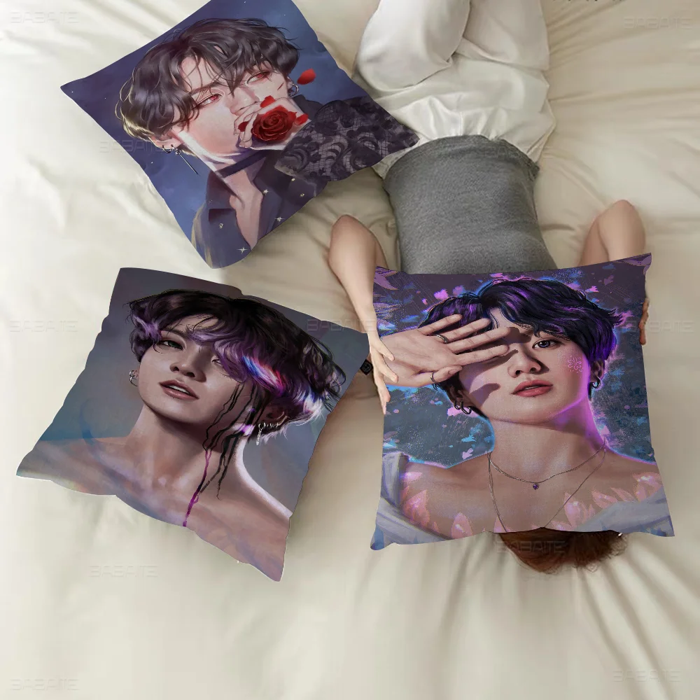 

J_JungkookS Singer Office Cushion Pillowcase Car Cushion Cover45X45CM Lumbar Pillowcase Sofa Pillowcover