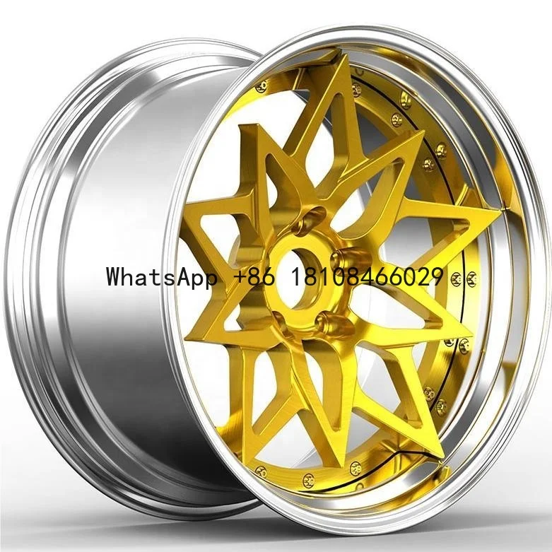 

Custom 2 piece gloss silver gold forged car alloy rim 16/17/19/22 inch 5x114.3 5x120 deep concave wheel for Land Rover