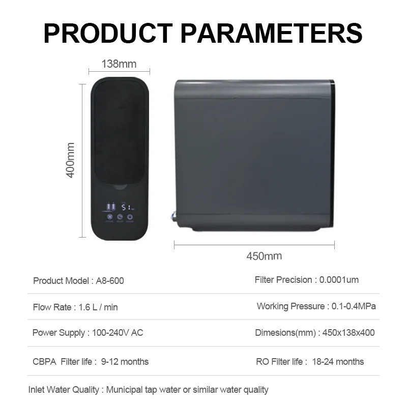 Tankless 600G Under Sink Alkaline RO Water Purifier