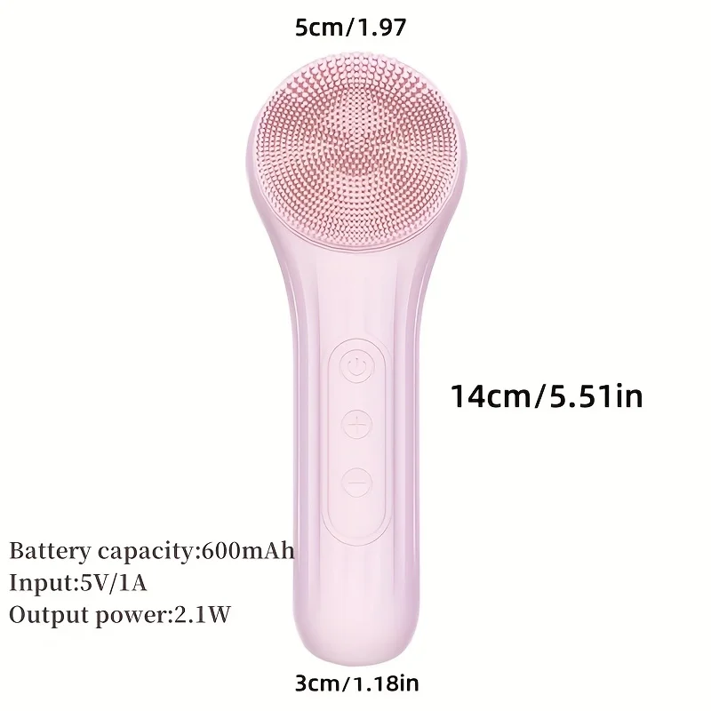 Nettoyant pour le visage de massage vibrant en silicone rechargeable 600 mAh - Brosse nettoyante pour le visage alimentée par USB, cadeau idéal pour maman