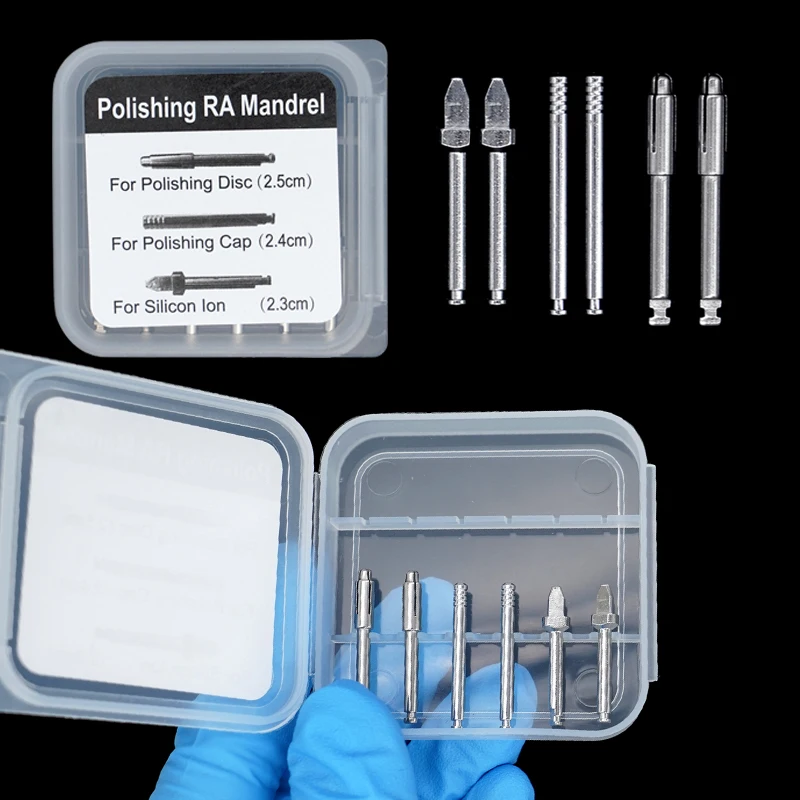 

6 шт., стоматологическая полировка, оправка RA, наконечник, полировальный диск, ручка, хвостовик, наконечник из нержавеющей стали