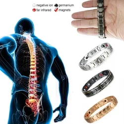 New Mens Jewellery Magnetic Therapy Health Anti-snoring Stainless Steel Bracelet for Men Adjustable Bracelet Pulsera Hombre