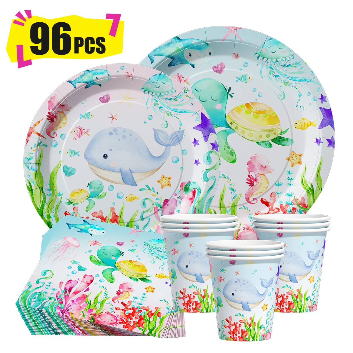 Ocean Animals Theme Disposable Party Tableware Supplies Ocean Dolphin Plates Napkins Cups Dolphin Birthday Party Decor