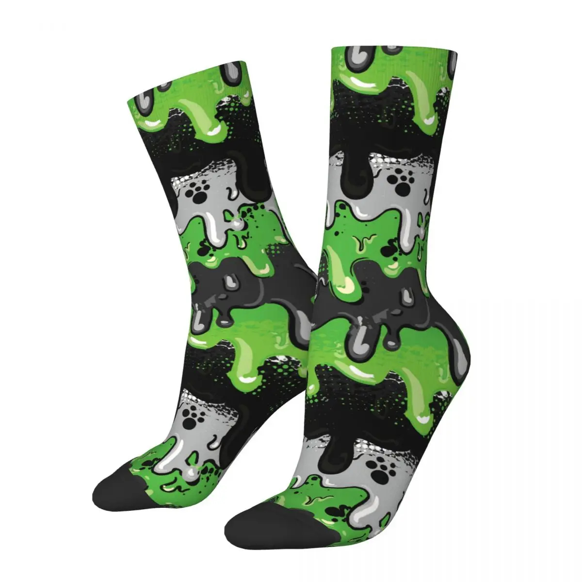 Chaussettes rétro grunge pour hommes, motif de peinture en aérosol, motif d'art graffiti unisexe, motif Harajuku, nouveauté imprimée, chaussettes d'équipage