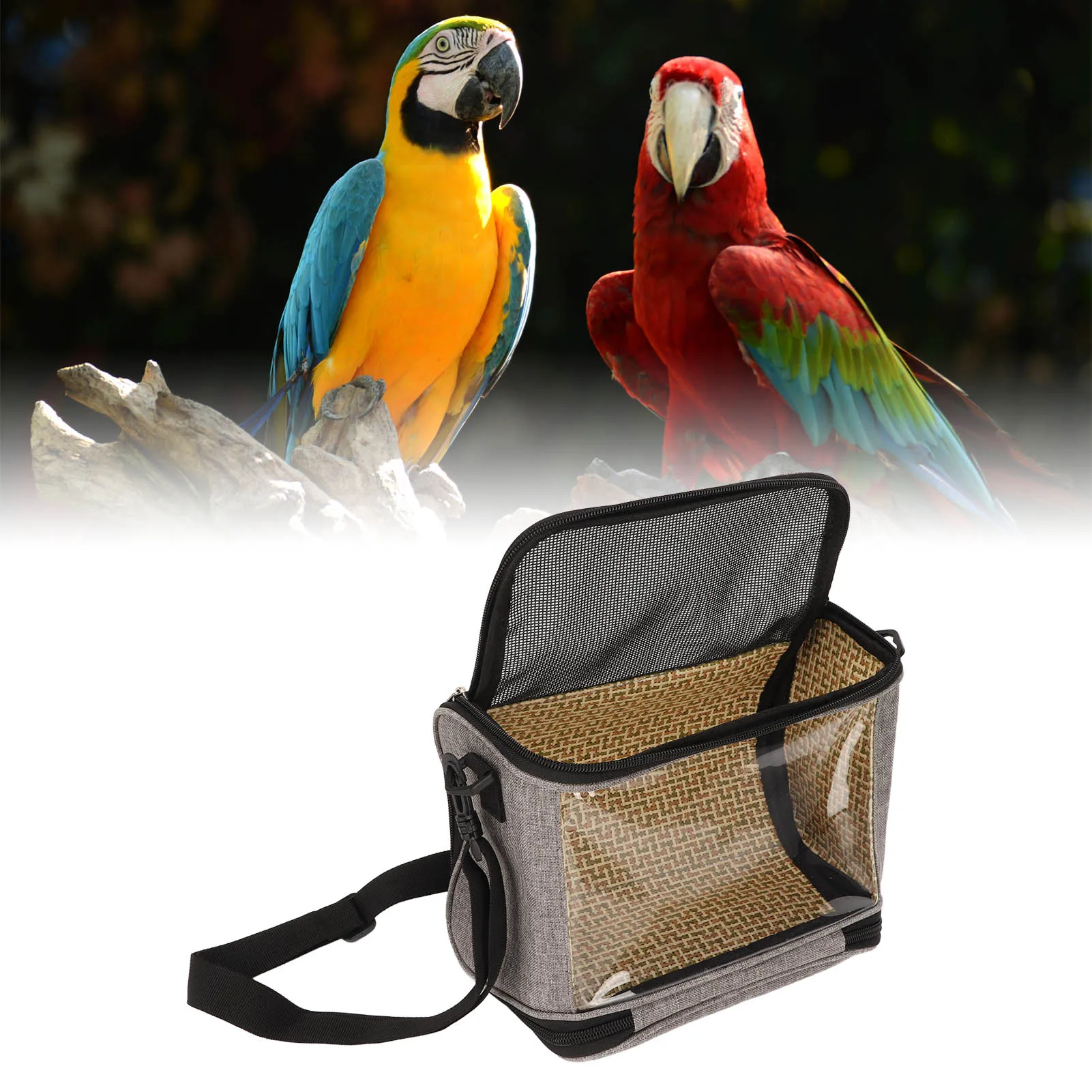 Bird Parrot Backpack Carrier Bird Carrier Bag Rattan Weaving Craft Scratch Resistance with Side Pockets for Travel for Walking