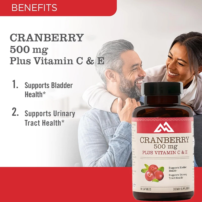 

12500mg * Cranberry contains Vitamin C and Vitamin E -60 capsules for urinary tract health, bladder health, and immune support