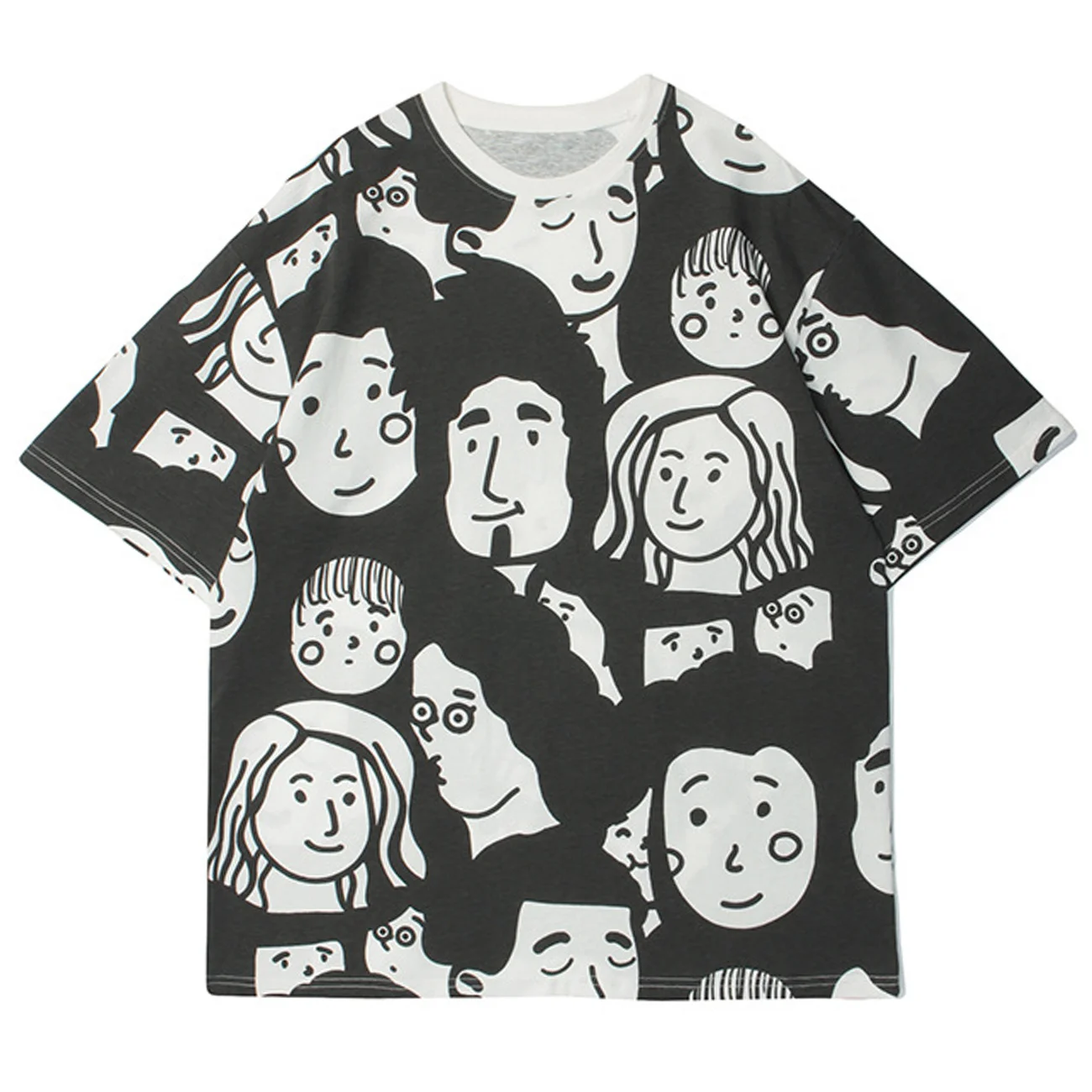 

T-Shirt Harajuku Mens Streetwear Vintage Cartoon Character Printed Hip Hop Tshirts 2022 Summer Cotton Short Sleeve Shirts Loose