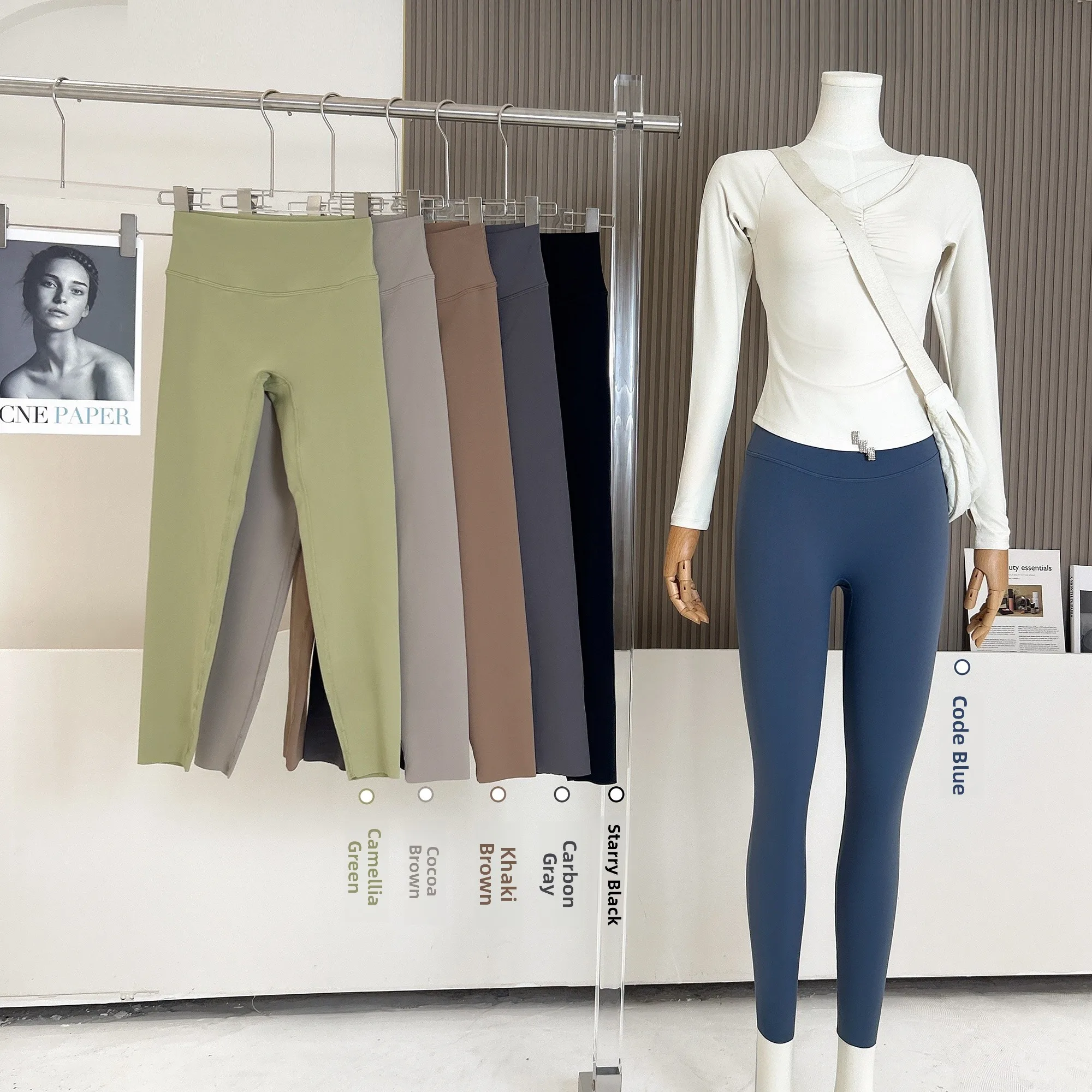 

High Waist Yoga Pants Women's Tight Fit Running Training Fitn Pants Spring Summer Breathable Moisture ng Slimming