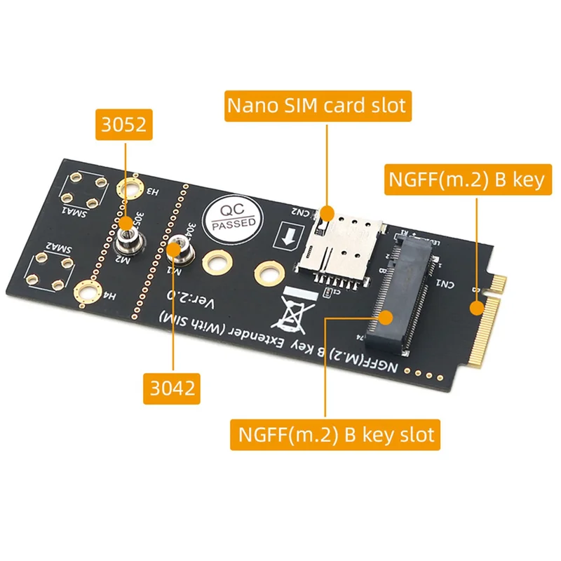 

Практичный адаптер M.2 (NGFF) Key B со слотом для SIM-карты для модуля 3G/4G/5G поддерживает SIM-карту NANO и размер карты M.2 Key B типа 3042/3052