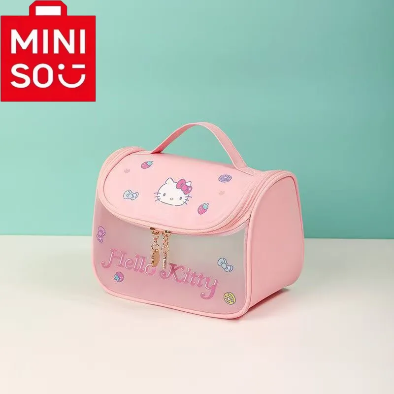 

MINISO Hello Kitty Portable Makeup Bag Cute Large Capacity Travel Washroom Transparent Storage Bag for Girls