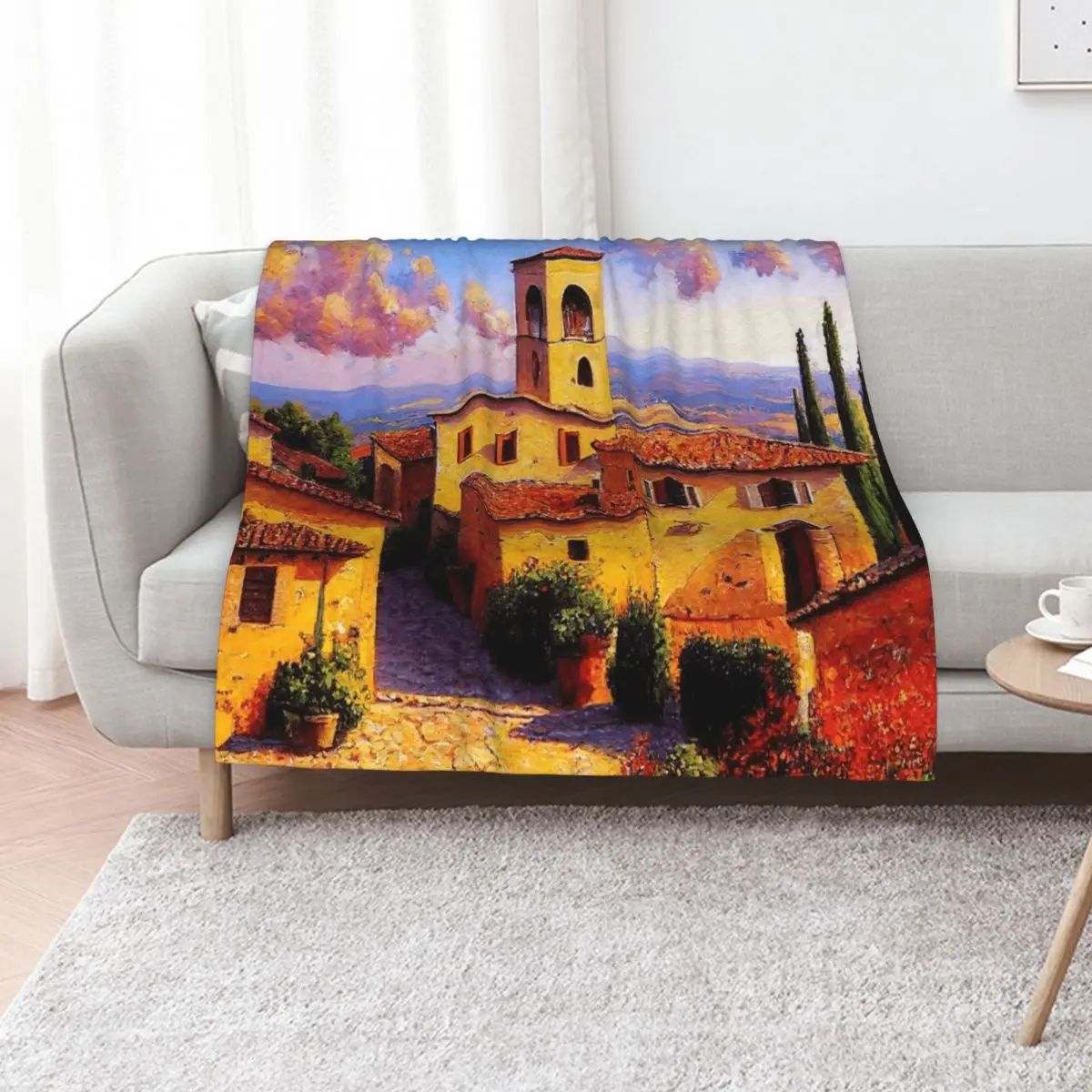 

Villages of Tuscany Throw Blanket Winter beds Hairy Decorative Sofa Blankets For Bed Blankets