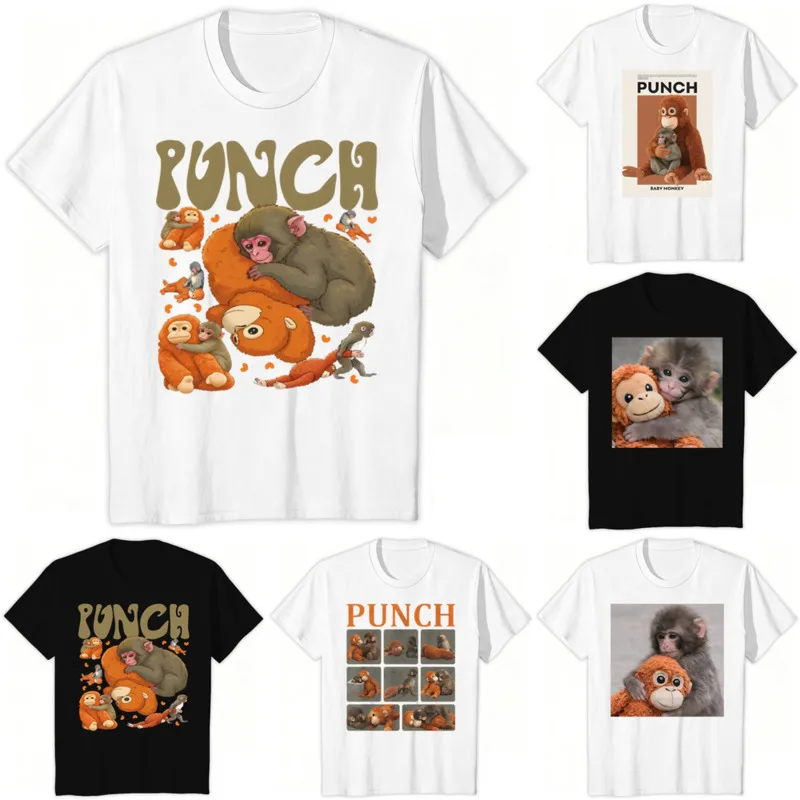 

Punch Monkey Graphic T-Shirt Funny Cartoon Boxing Monkey Print Tee Y2K Streetwear Short Sleeve T-Shirt Top Women Men Gift New